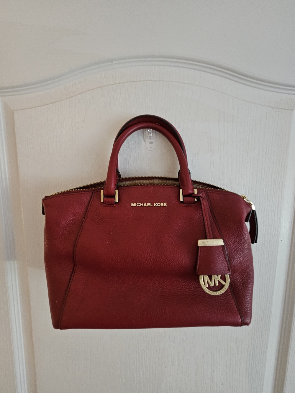 Michael Kors Red Leather Satchel Handbag